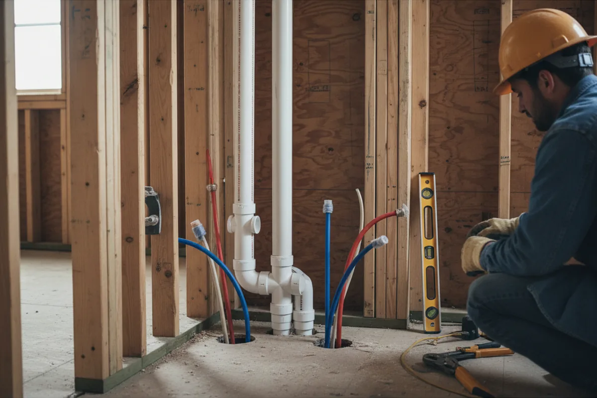 Drain and supply rough-in during Sump Pump Repair in Eldorado Springs